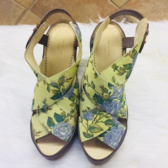 Rag &Bone Sloane suede floral platform sandal 39.5 - Picture 2 of 8